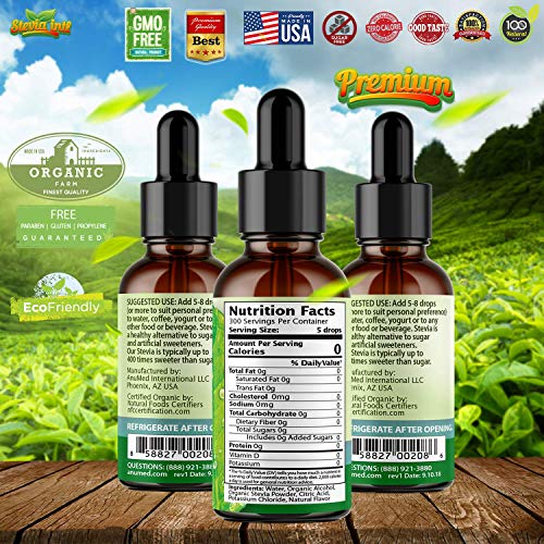 Pina Colada Premium Stevia Drops. Organic Liquid Stevia, Best Sugar Substitute, 100% Pure Extract, Natural Sweet, Great-Tasting, Non-Bitter, 0 Calorie thumbnail