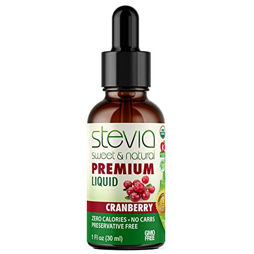 Cranberry Premium Quality Stevia Drops | Organic Liquid Stevia |Best Sugar Substitute | 100% Pure Extract | All Naturally Sweet | Non-Bitter, 0 Calori