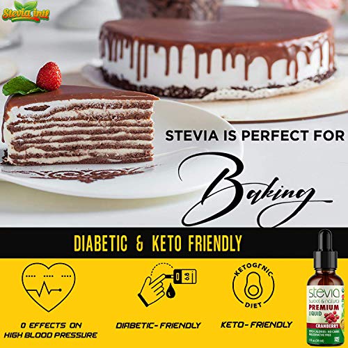 Cranberry Premium Quality Stevia Drops | Organic Liquid Stevia |Best Sugar Substitute | 100% Pure Extract | All Naturally Sweet | Non-Bitter, 0 Calori thumbnail