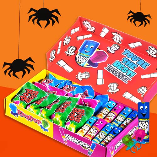 Ring Pop Push Pop 30 Count Candy Box - Assorted Halloween Fruity Lollipop Gift Box - Candy Gift Box for Halloween Parties & Party Favors thumbnail