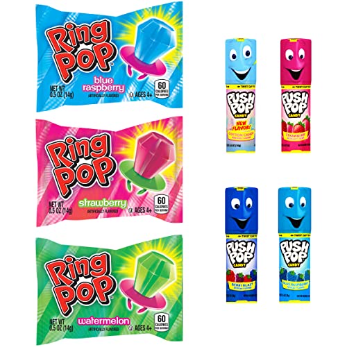 Ring Pop Push Pop 30 Count Candy Box - Assorted Halloween Fruity Lollipop Gift Box - Candy Gift Box for Halloween Parties & Party Favors thumbnail