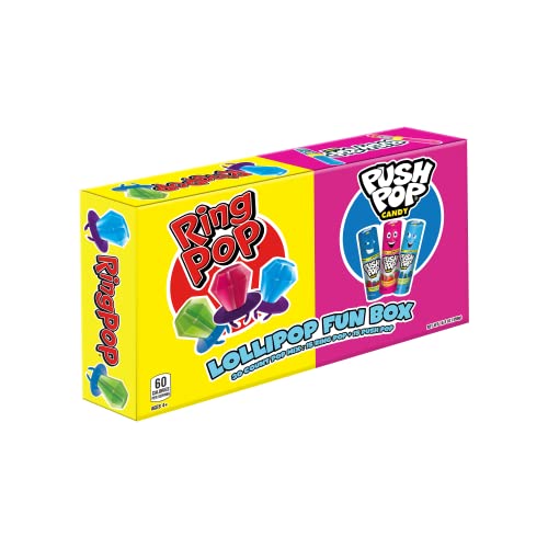 Ring Pop Push Pop 30 Count Candy Box - Assorted Halloween Fruity Lollipop Gift Box - Candy Gift Box for Halloween Parties & Party Favors thumbnail