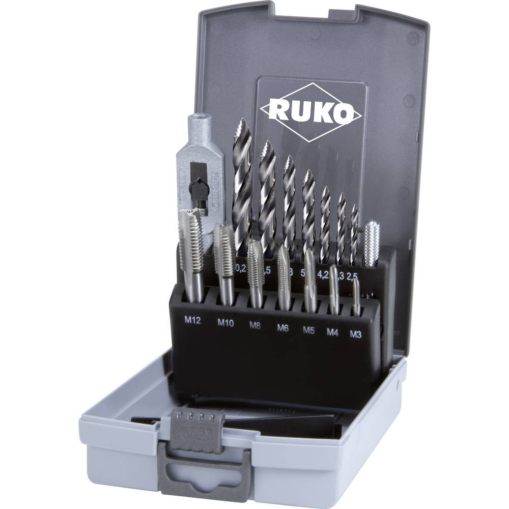 RUKO 259048RO CNC Tap Set 14-Piece M3-M12 DIN HSS with FLOWSTEP® Tip