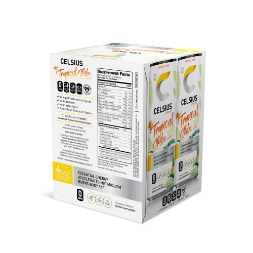 CELSIUS Essential Energy Drink 12 Fl Oz, Sparkling Tropical Vibe,12 Count (Pack of 2) thumbnail