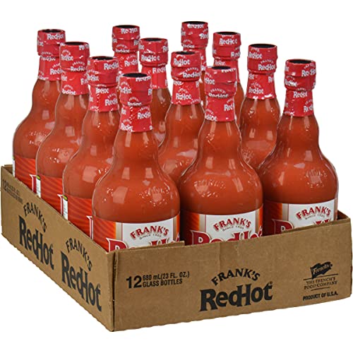 Frank's RedHot Original Hot Sauce, 23 Fl Oz (Pack of 12) - One 12 Pack of 23 Fluid Ounce Bottles of Original Cayenne Pepper Hot Sauce, Great for Table