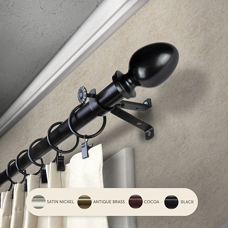 Central Design 4875-282 0.812 in. Dia. Faye Curtain Rod  Black - 28-48 in thumbnail