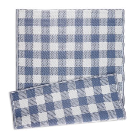 4' X 6' Buffalo Check Rectangular Outdoor Area Throw Rug - Blue and White - All