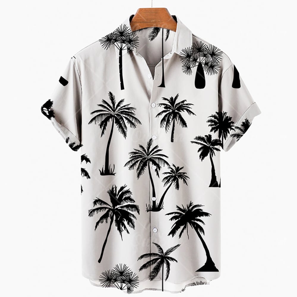 2022 Summer Hawaiian Shirt 3D T-shirt Retro Shirt Coconut Tree Pattern Short Sleeve Man Camisa Vacation Casua Man T-shirt Beach - Zm-2292, L