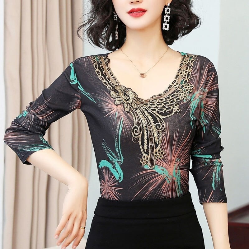 Womens Tops and Blouses 2021 Spring Women Long Sleeve Shirts Embroidery Floral O-Neck Black Tops Blusas Plus Size Tops 8367 50 - Red, Xxxl thumbnail