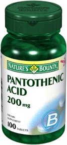 Pantothenic Acid 200 Mg B5 Vitamin Supplement Tablets, by Natures Bounty - 100 Ea