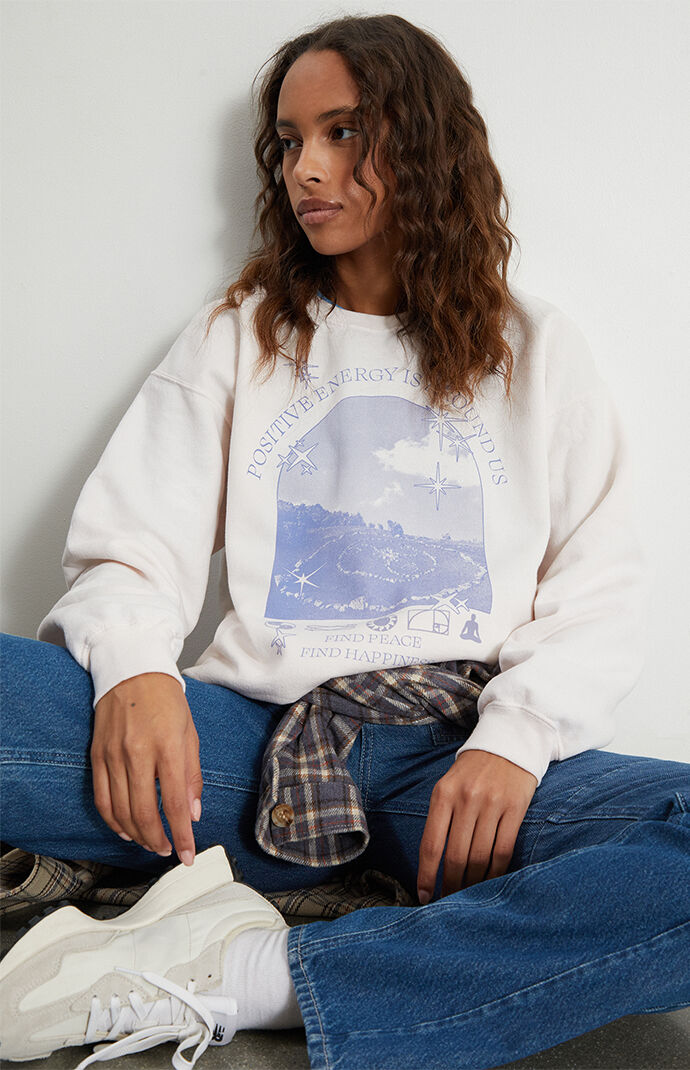 Golden Hour Womens Positive Energy Scene Crew Neck Sweatshirt - Brown Size XS/S