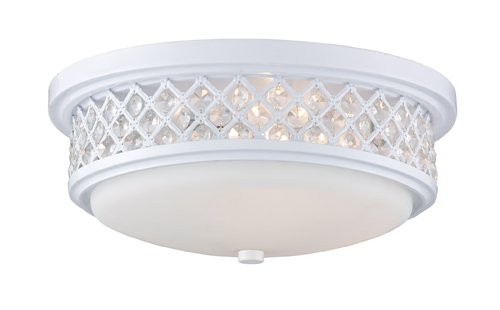 Elk 20198/3 Flush Mount 3-Light in White Finish with Crystal