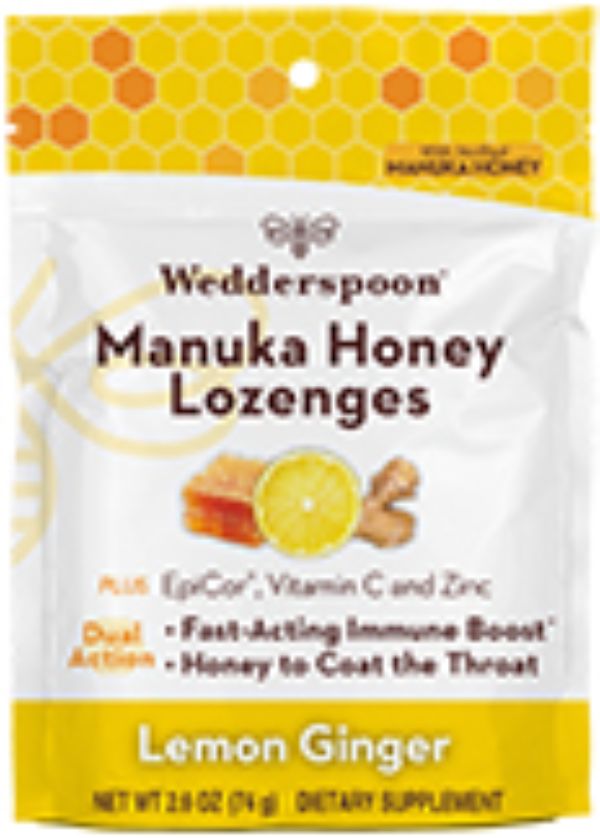 Wedderspoon, Manuka Honey Epicor Lemon Ginger, 18 Lozenges