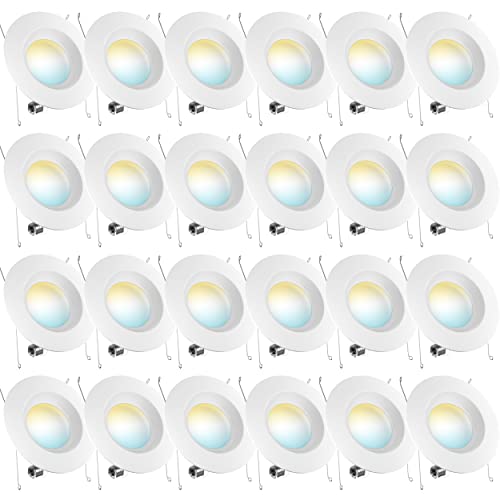 Sunco Lighting 24 Pack 5/6 Inch LED Can Lights Retrofit Recessed Lighting, Selectable 3000K/4000K/5000K/6000K/6500K Dimmable, Smooth Trim, 13W=75W, 96
