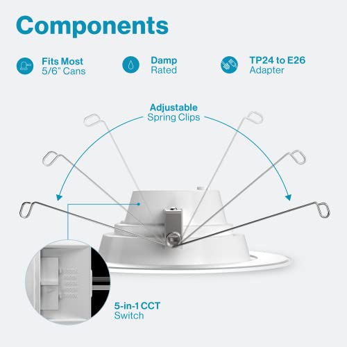 Sunco Lighting 24 Pack 5/6 Inch LED Can Lights Retrofit Recessed Lighting, Selectable 3000K/4000K/5000K/6000K/6500K Dimmable, Smooth Trim, 13W=75W, 96 thumbnail