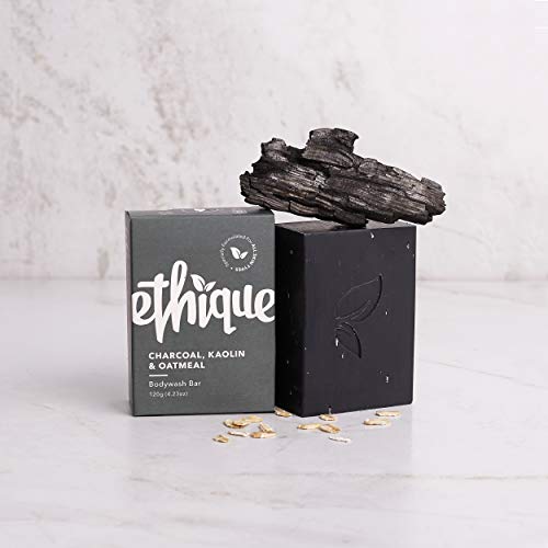 Ethique Unscented Body Wash Bar for Sensitive Skin - Scent Free, Moisturizing, Vegan, Plastic Free, Eco-Friendly, Compostable, Recyclable - Charcoal, thumbnail