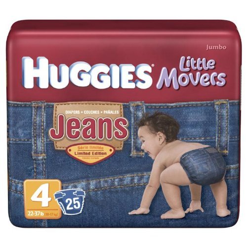 Huggies Little Movers Diapers, Jeans, Size 4 (22-37 Lb), Jumbo, 25 Ct. thumbnail