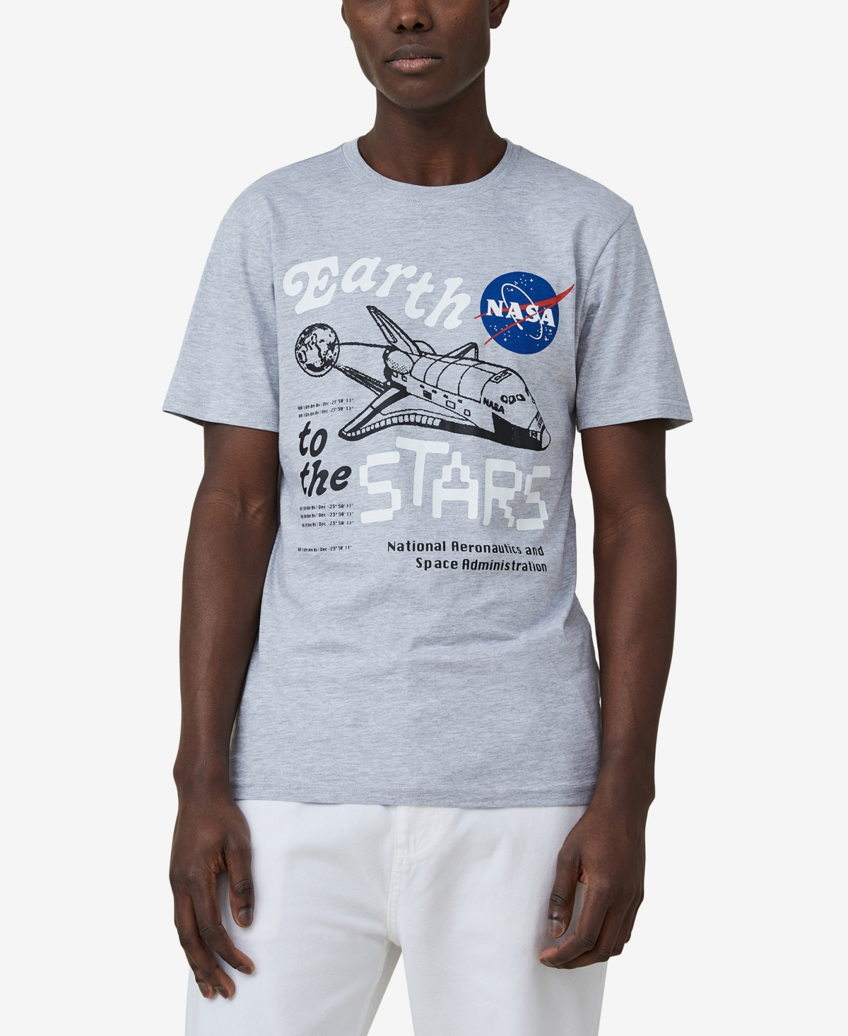 Мужская футболка NASA с круглым вырезом от Tbar Collab Pop Culture из хлопка светло-серого цвета-2XL