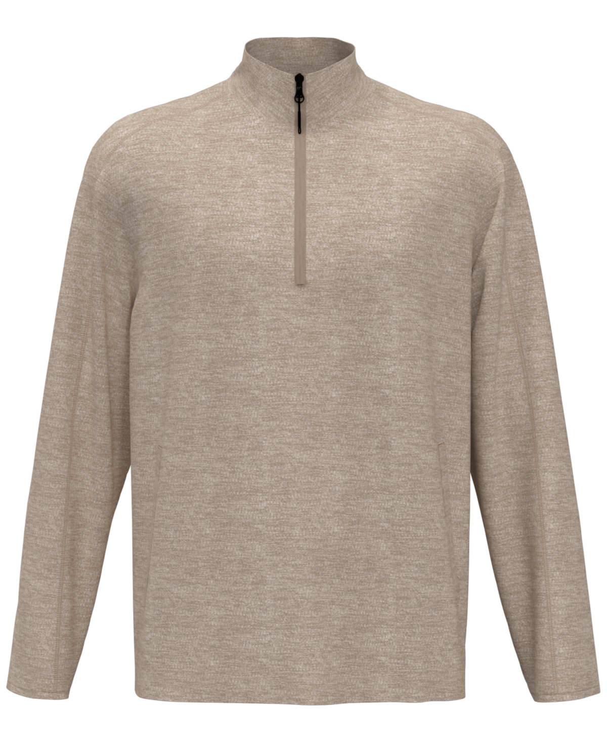 PGA TOUR Mens Moisture-Wicking Textured Fleece 1/4-Zip Sweater Khaki Htr-2XL