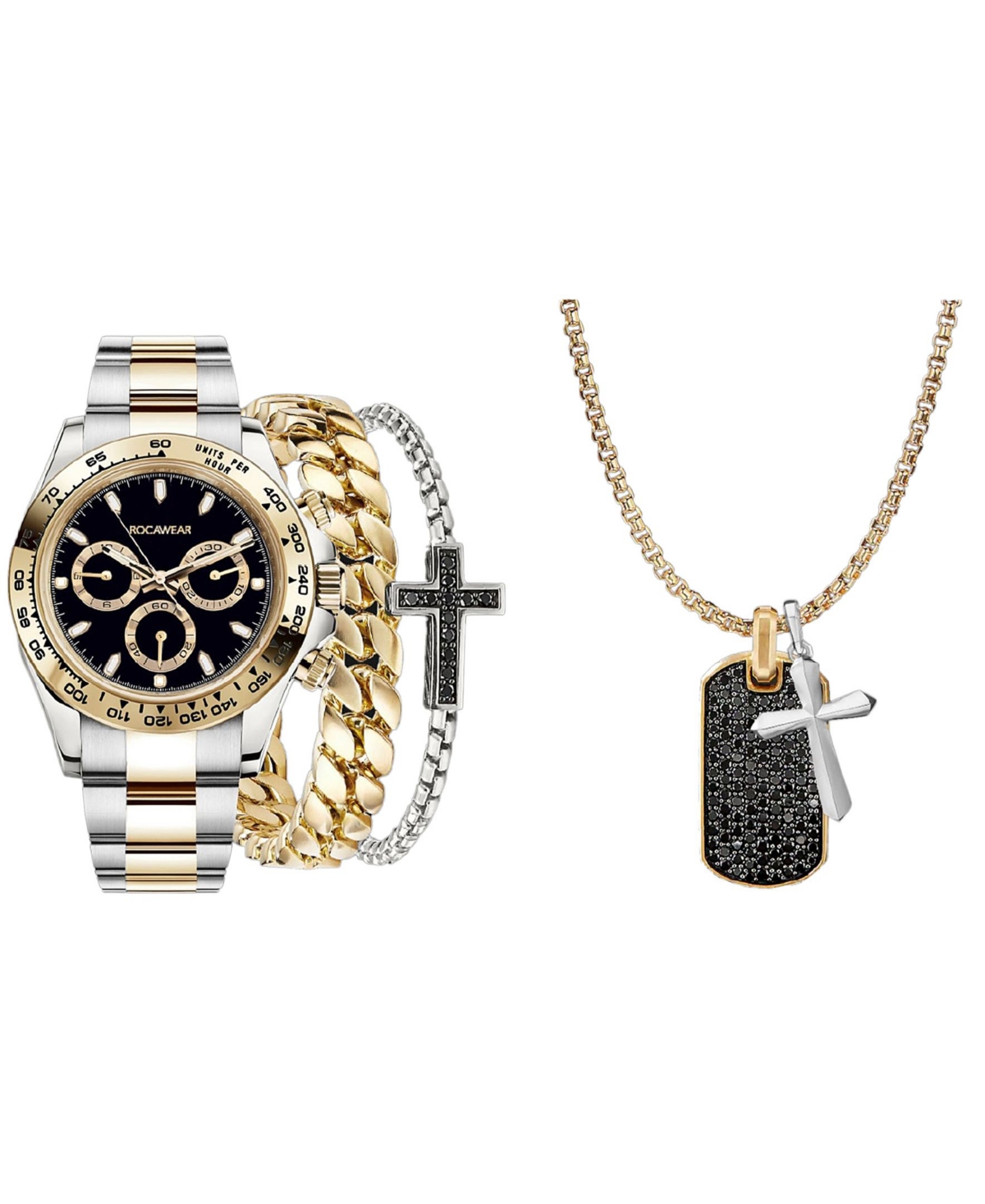 Mens Rocawear Watch W/ Pendant & Bracelet Set - 9657S-42-G34