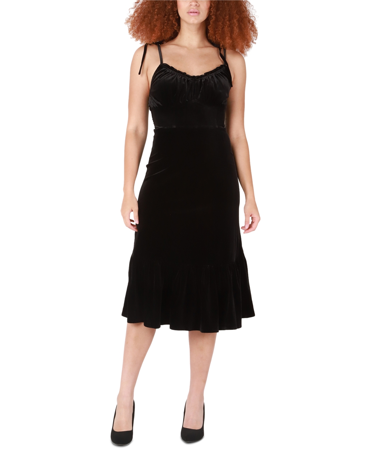 Womens Velvet Strappy MIDI Dress 776512112653 XSmall RT $149.0