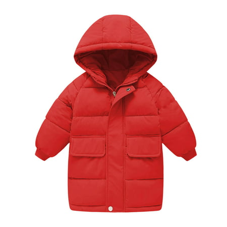 Kids Jackets for Girls Boys Toddler Baby Cute Solid Color Windproof Padded Jacket Hooded Coat