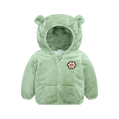 Kids Jackets for Girls Boys Baby Kids Boys Fleece Hoodie Fall Winter Hooded Jacket Solid Coat Tops
