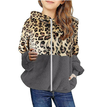Kids Jackets for Girls Boys Toddler Grils Fleece Outwear Boys Zipper Thick Kids Warm Hooded Coat