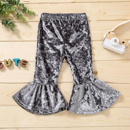 Tokmisa Baby136 Toddler Baby Girls Fashion Solid Color Gold Velvet Casual Flared Pants Trousers Pants Bodysuit#1136