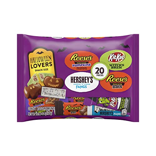 REESE'S, KIT KAT and HERSHEY'S Halloween Lovers Milk Chocolate and Creme Assortment Snack Size Candy, Halloween, 10.96 Oz Variety Bag (20 Pieces)