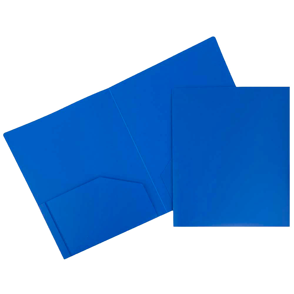 JAM Heavy Duty Plastic Two Pocket Presentation Folder  Blue  108/pack