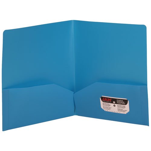 JAM Heavy Duty Plastic Two Pocket Presentation Folder  Blue  108/pack thumbnail