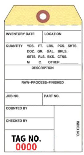 Inventory Tags  3-Part Carbonless NCR  3-1/8  X 6-1/4   Box of 500  Numbered 5000-5499