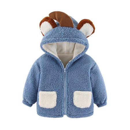 Kids Jackets for Girls Boys Toddler Baby Color Plush Cute Bear Ears Winter Keep Warm Coat Jacket
