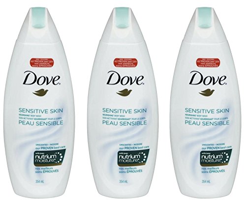 Dove Sensitive Skin Uncented Beauty Body Wash 12 Oz (Pack of 3)