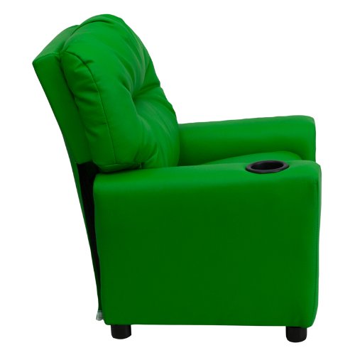 Flash Furniture BT-7950-KID-GRN-GG Contemporary Green Vinyl Kids Recliner with Cup Holder