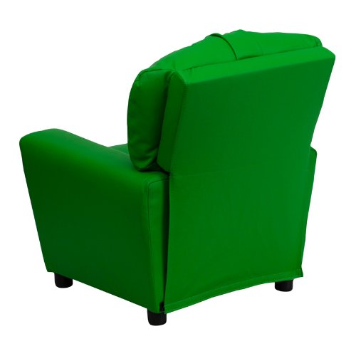 Flash Furniture BT-7950-KID-GRN-GG Contemporary Green Vinyl Kids Recliner with Cup Holder thumbnail