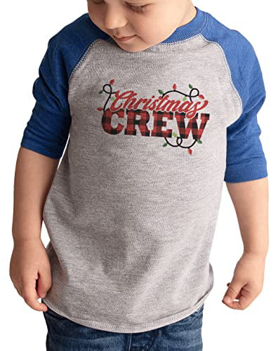 7 Ate 9 Apparel Kids Merry Christmas Shirts - Christmas Crew - Buffalo Plaid - Blue Shirt 6 Months