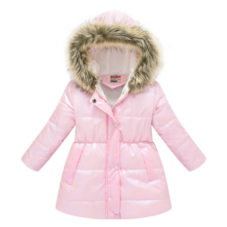 Kids Jackets for Girls Boys Toddler Baby Solid-color Jacket Hoodies Winter Windproof Plush Collar Coat