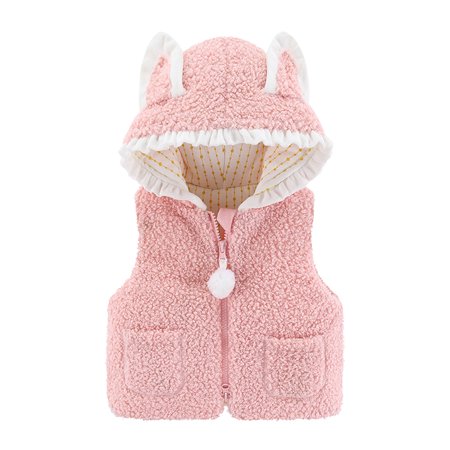 Kids Jackets for Girls Boys Toddler Baby Plush Cute Rabbit Ears Keep Sleeveless Hoodie Vest Coat