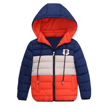 Kids Jackets for Girls Boys Winter Child Kids Striped Printed Hoodie Zipper Coats Keep Warm Jacket