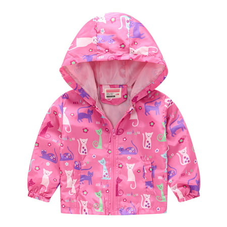 Kids Jackets for Girls Boys Toddler Baby Grils Boys Autumn Print Jacket Zipper Hooded Windproof Coat