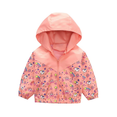 Kids Jackets for Girls Boys Toddler Baby Cute Dinosaur Rainbow Pattern Windproof Jacket Hooded Coat
