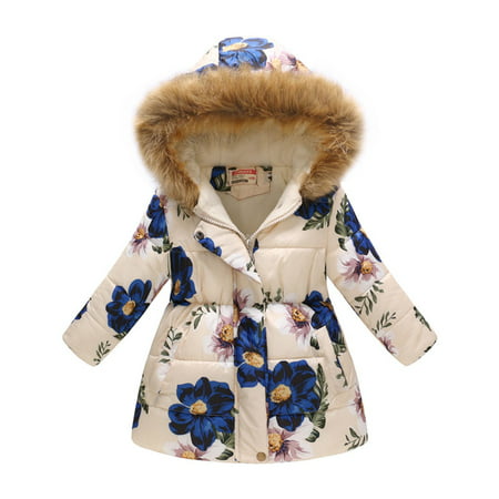 Kids Jackets for Girls Boys Toddler Baby Floral Jacket Parkas Hoodies Winter Warm Windproof Coat