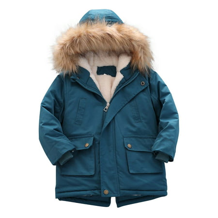 Kids Jackets for Girls Boys Children S Velvet Padded Coat Winter Hooded Boy S Cotton Coat Cotton-padded Jacket
