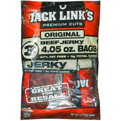 JACK LINK's Premium Cuts ORIGINAL Beef Jerky Snack Pack - 3 Pack of 4.05 OZ Each NET WT 12.15 Oz (344 G)