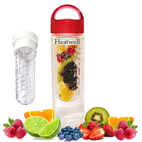 Heatwell Fruit Infuser Bottle for Flavored Infused Water - BPA Free and Leak Proof, 24 Oz