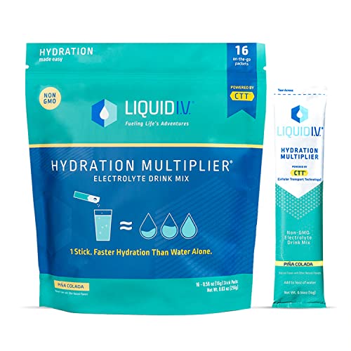 Liquid I.V. Hydration Multiplier - Pina Colada - Hydration Powder Packets | Electrolyte Drink Mix | Easy Open Single-Serving Stick | Non-GMO | 16 Stic