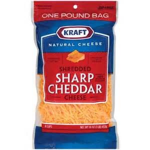 Kraft Cheese Sharp Cheddar Shredded 16 Oz Bag Pack of 2