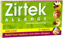Zirtek Allergy Relief Tablets X 21 Relief,hay Fever,runny,blocked Nose,skin Rash